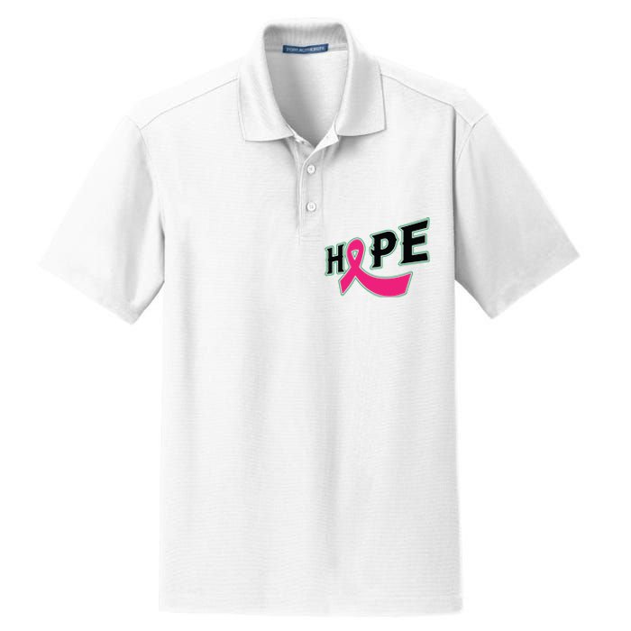 Hope Breast Cancer Awareness Pink Ribbon Dry Zone Grid Polo