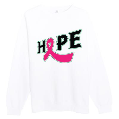 Hope Breast Cancer Awareness Pink Ribbon Premium Crewneck Sweatshirt