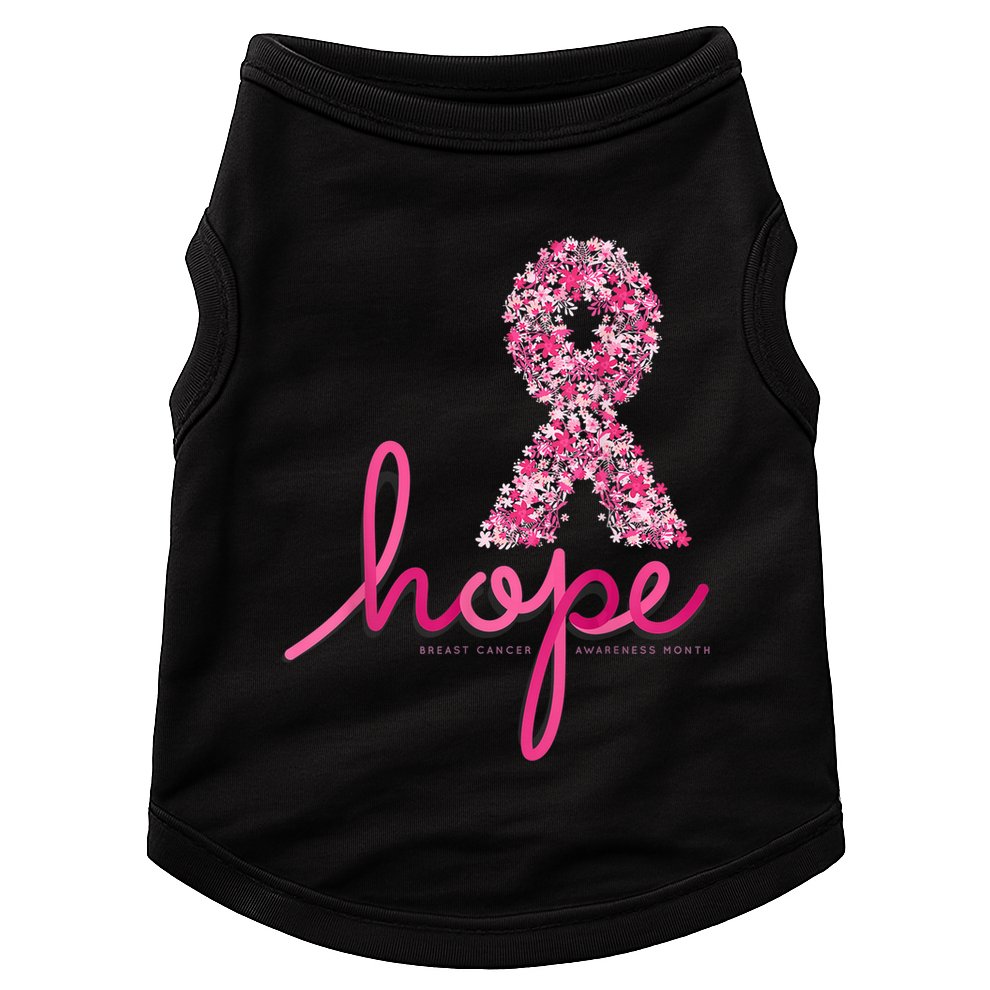 Hope Breast Cancer Awareness Shirt Pink Flowers Ribbon Doggie Tank