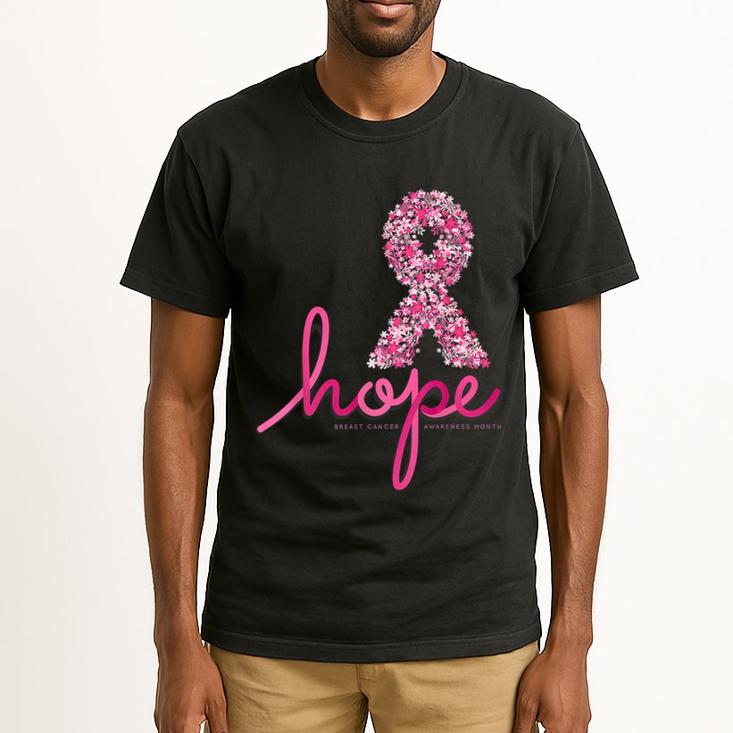 Hope Breast Cancer Awareness Shirt Pink Flowers Ribbon Tall T-Shirt