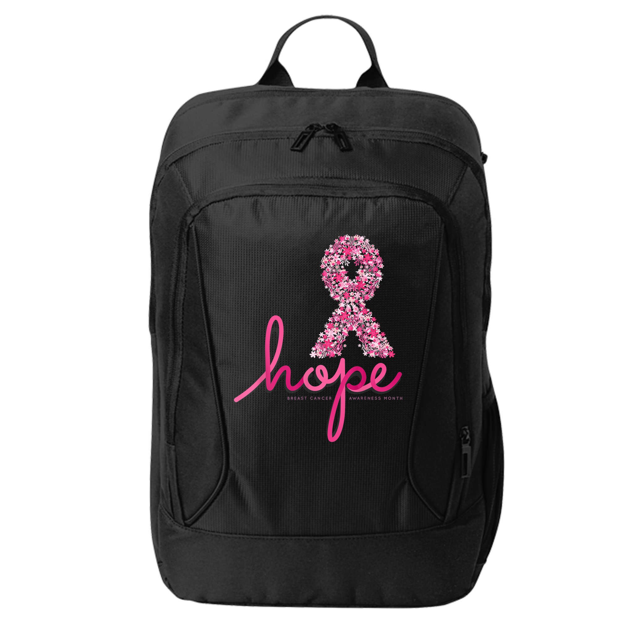 Hope Breast Cancer Awareness Shirt Pink Flowers Ribbon City Backpack