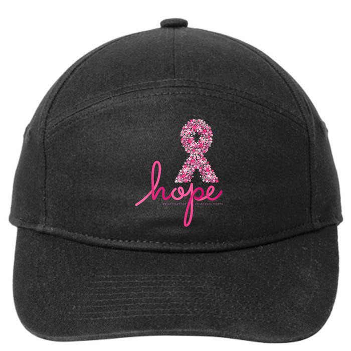 Hope Breast Cancer Awareness Shirt Pink Flowers Ribbon 7-Panel Snapback Hat