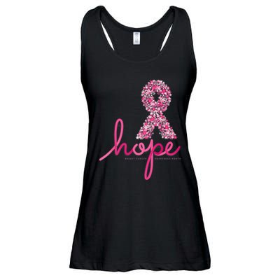 Hope Breast Cancer Awareness Shirt Pink Flowers Ribbon Ladies Essential Flowy Tank