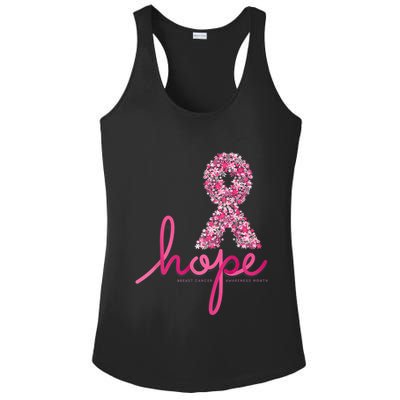 Hope Breast Cancer Awareness Shirt Pink Flowers Ribbon Ladies PosiCharge Competitor Racerback Tank