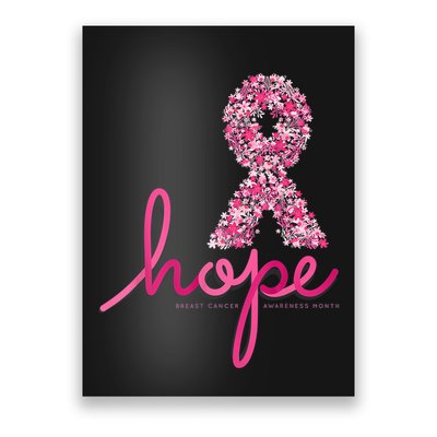 Hope Breast Cancer Awareness Shirt Pink Flowers Ribbon Poster
