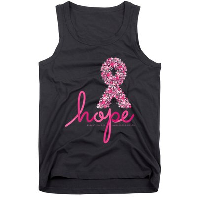 Hope Breast Cancer Awareness Shirt Pink Flowers Ribbon Tank Top