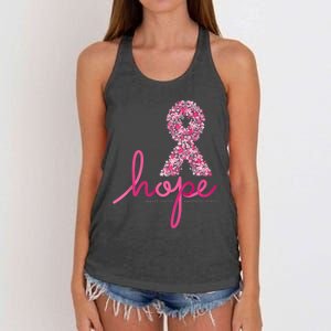 Hope Breast Cancer Awareness Shirt Pink Flowers Ribbon Women's Knotted Racerback Tank