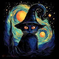 Halloween Black Cat Kitten Kitty Cat Witch Apron