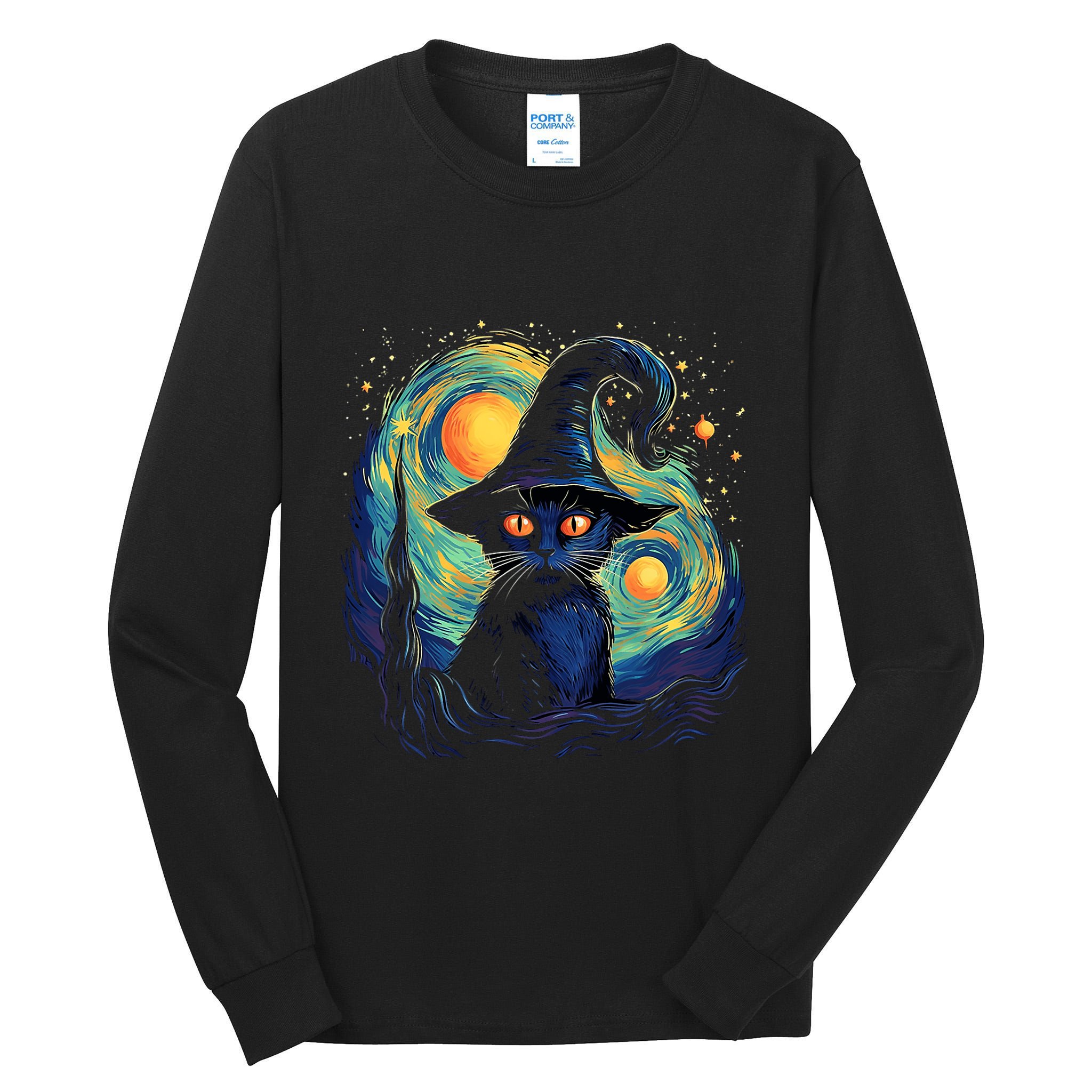 Halloween Black Cat Kitten Kitty Cat Witch Tall Long Sleeve T-Shirt