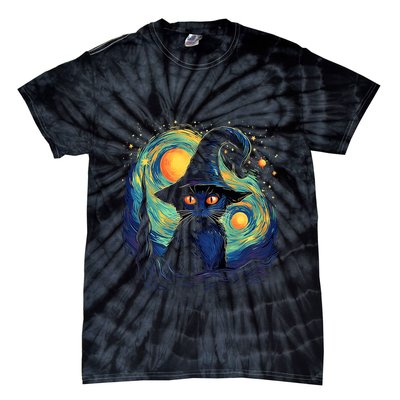 Halloween Black Cat Kitten Kitty Cat Witch Tie-Dye T-Shirt