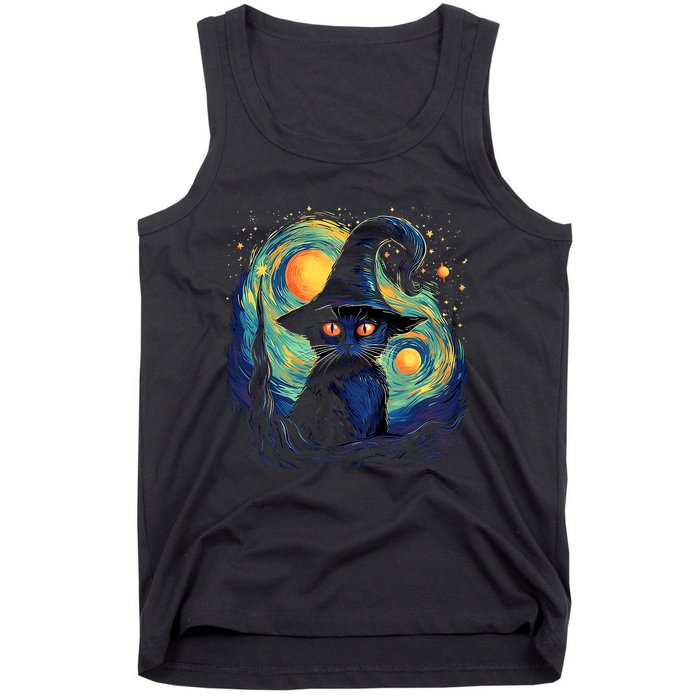 Halloween Black Cat Kitten Kitty Cat Witch Tank Top