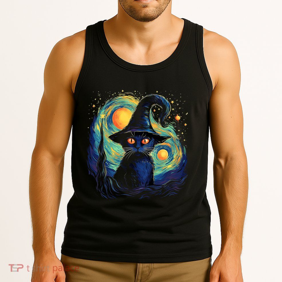 Halloween Black Cat Kitten Kitty Cat Witch Tank Top