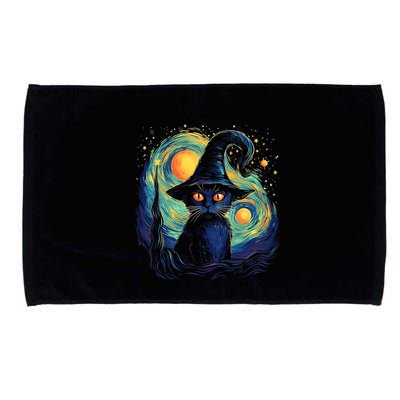 Halloween Black Cat Kitten Kitty Cat Witch Microfiber Hand Towel