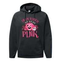 Halloween Breast Cancer In October We Wear Pink Pumpkin Performance Fleece Hoodie