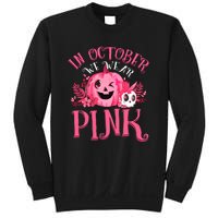 Halloween Breast Cancer In October We Wear Pink Pumpkin Sweatshirt