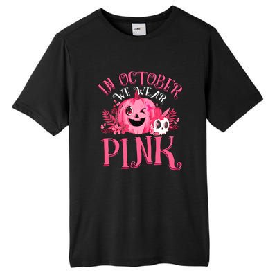 Halloween Breast Cancer In October We Wear Pink Pumpkin Tall Fusion ChromaSoft Performance T-Shirt