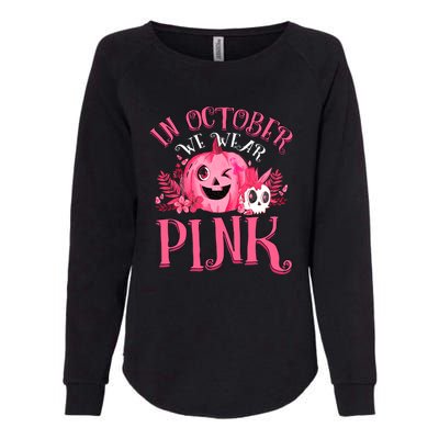 Halloween Breast Cancer In October We Wear Pink Pumpkin Womens California Wash Sweatshirt