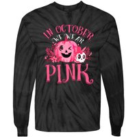 Halloween Breast Cancer In October We Wear Pink Pumpkin Tie-Dye Long Sleeve Shirt