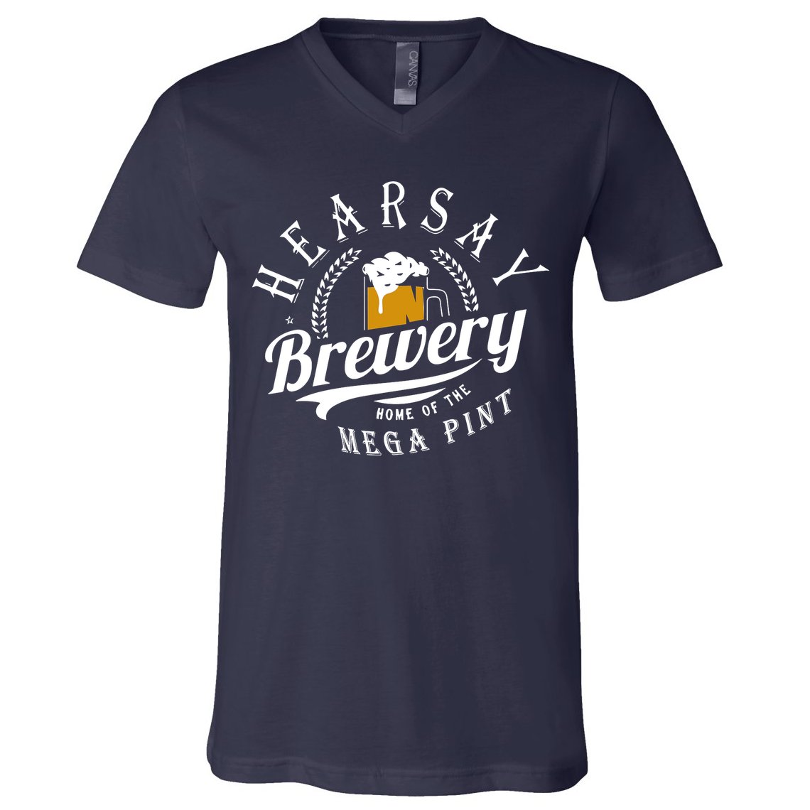 Hearsay Brewing Company Home Of The Mega Pint V-Neck T-Shirt