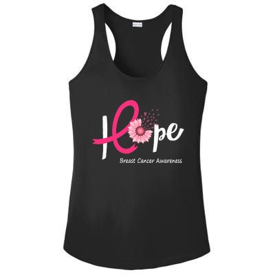 Hope Breast Cancer Pink Ribbons Sunflower October Month Ladies PosiCharge Competitor Racerback Tank