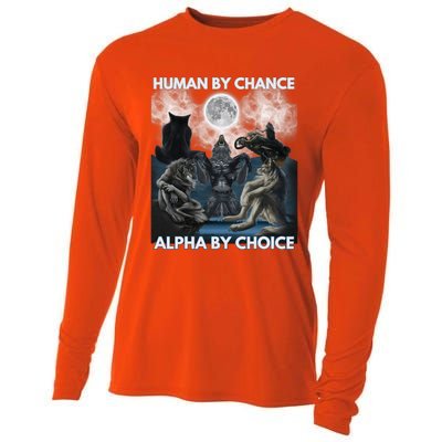 Human By Chance Alpha By Choice Wolf Vintage Cooling Performance Long Sleeve Crew