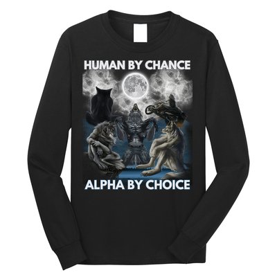 Human By Chance Alpha By Choice Wolf Vintage Long Sleeve Shirt