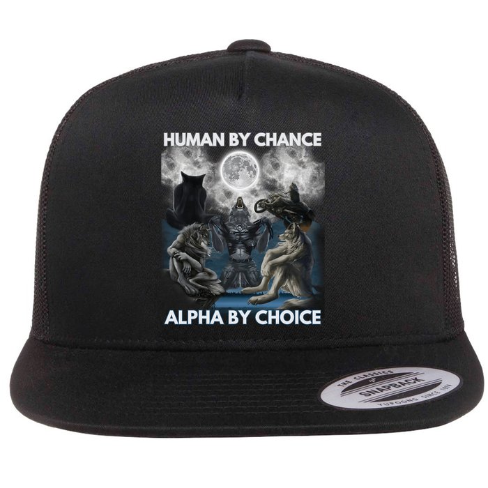 Human By Chance Alpha By Choice Wolf Vintage Flatbill Hat