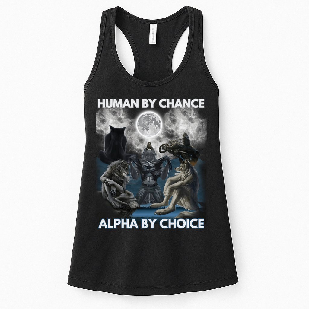 Human By Chance Alpha By Choice Wolf Vintage Womens Tank Top