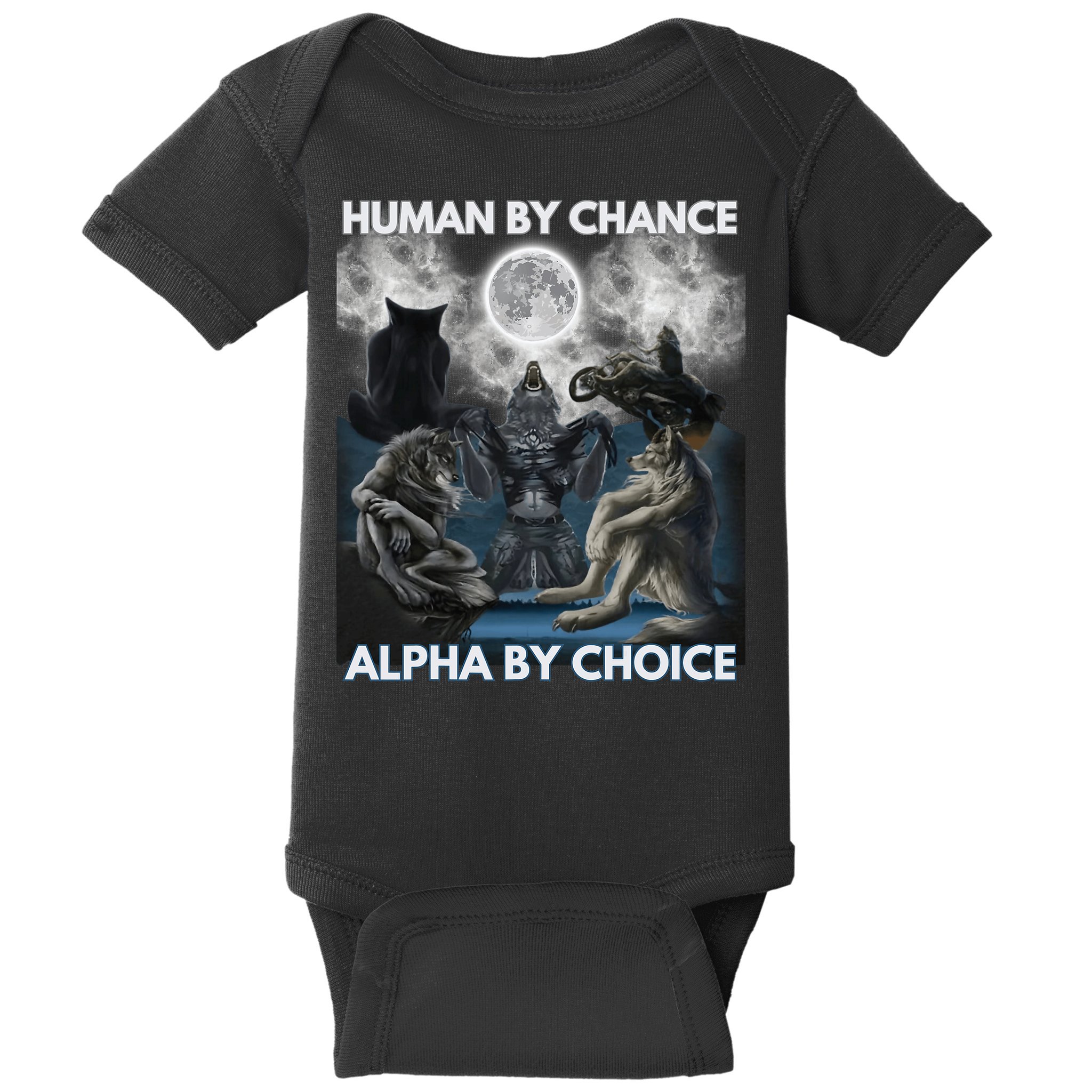 Human By Chance Alpha By Choice Wolf Vintage Baby Bodysuit