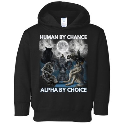 Human By Chance Alpha By Choice Wolf Vintage Toddler Hoodie