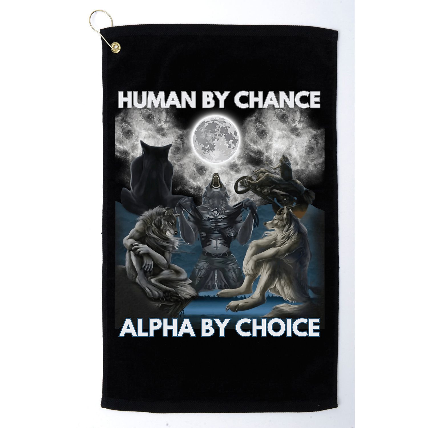 Human By Chance Alpha By Choice Wolf Vintage Golf Towel