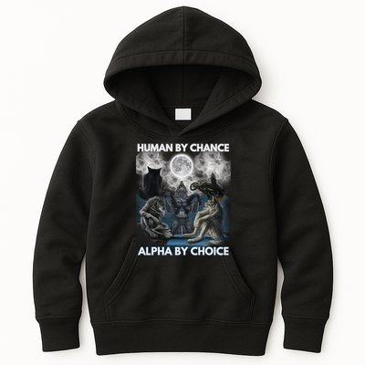 Human By Chance Alpha By Choice Wolf Vintage Kids Hoodie