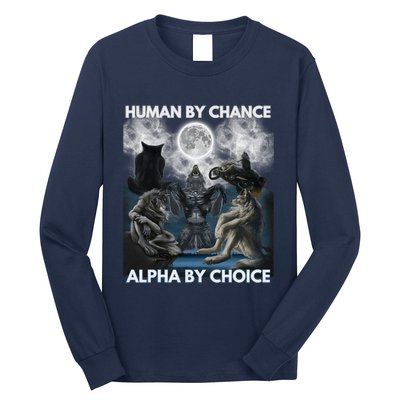 Human By Chance Alpha By Choice Wolf Vintage Long Sleeve Shirt