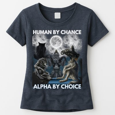 Human By Chance Alpha By Choice Wolf Vintage Womens T-Shirt