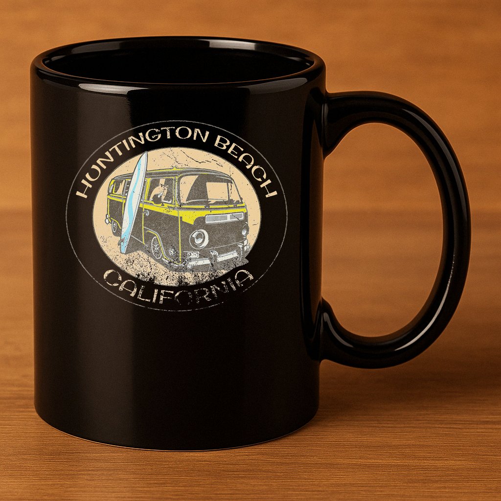 Huntington Beach California Trendy  11oz C Handle Ceramic Mug