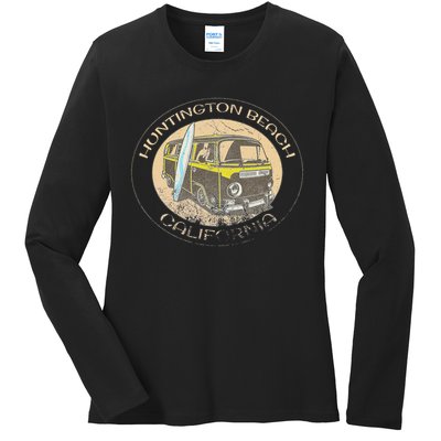 Huntington Beach California Trendy  Ladies Long Sleeve Shirt