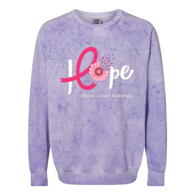 Hope Breast Cancer Pink Ribbons Sunflower October Month Colorblast Crewneck Sweatshirt