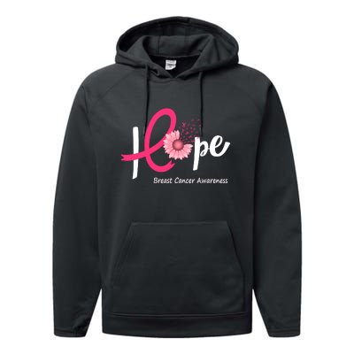 Hope Breast Cancer Pink Ribbons Sunflower October Month Performance Fleece Hoodie