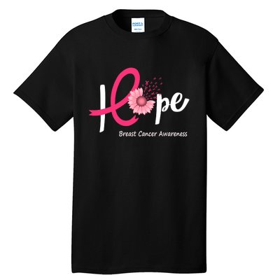 Hope Breast Cancer Pink Ribbons Sunflower October Month Tall T-Shirt