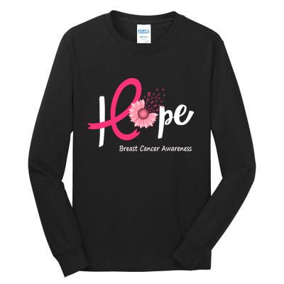 Hope Breast Cancer Pink Ribbons Sunflower October Month Tall Long Sleeve T-Shirt