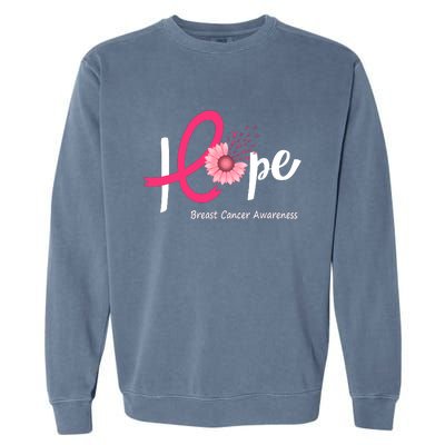 Hope Breast Cancer Pink Ribbons Sunflower October Month Garment-Dyed Sweatshirt