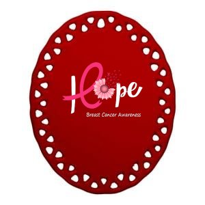 Hope Breast Cancer Pink Ribbons Sunflower October Month Ceramic Oval Ornament