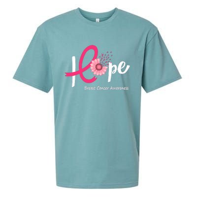 Hope Breast Cancer Pink Ribbons Sunflower October Month Sueded Cloud Jersey T-Shirt