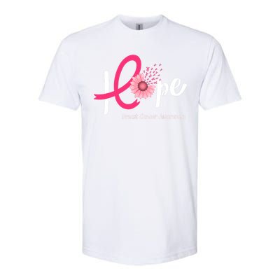 Hope Breast Cancer Pink Ribbons Sunflower October Month Softstyle CVC T-Shirt