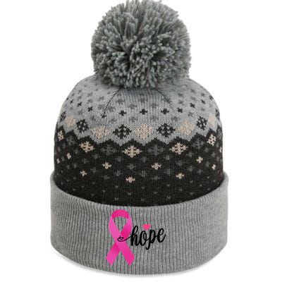 Hope Breast Cancer Awareness Ribbon The Baniff Cuffed Pom Beanie