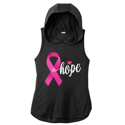 Hope Breast Cancer Awareness Ribbon Ladies PosiCharge Tri-Blend Wicking Draft Hoodie Tank