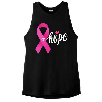 Hope Breast Cancer Awareness Ribbon Ladies PosiCharge Tri-Blend Wicking Tank