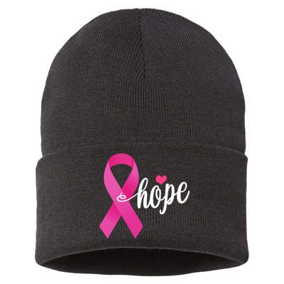 Hope Breast Cancer Awareness Ribbon Sustainable Knit Beanie
