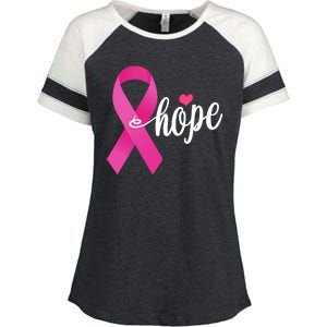 Hope Breast Cancer Awareness Ribbon Enza Ladies Jersey Colorblock Tee