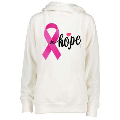 Hope Breast Cancer Awareness Ribbon Womens Funnel Neck Pullover Hood